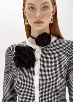 DOUBLE-FACE CARDIGAN WITH BROOCH