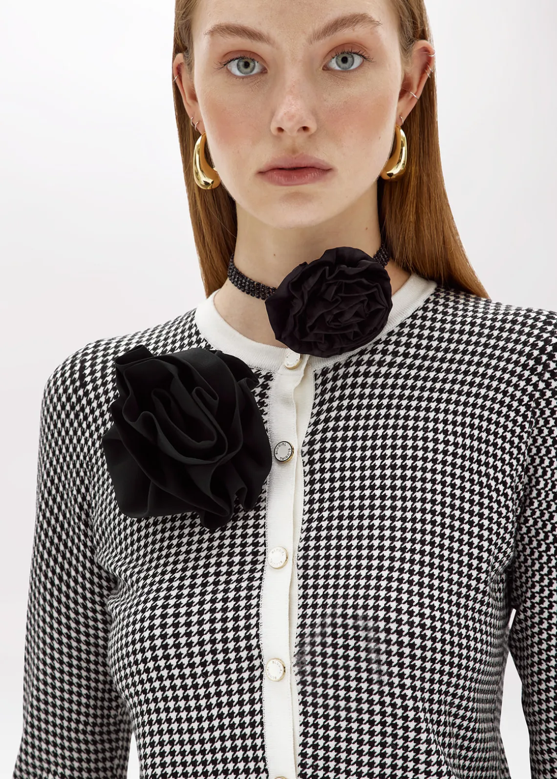 DOUBLE-FACE CARDIGAN WITH BROOCH