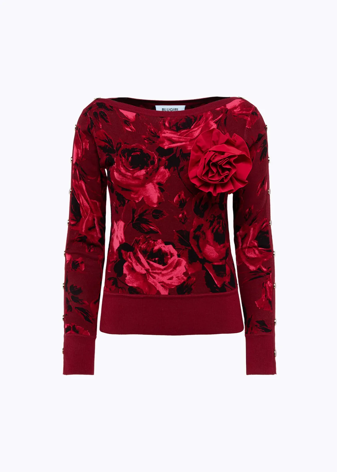 DOUBLE-FACE SWEATER WITH BROOCH