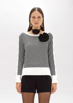 DOUBLE-FACE SWEATER WITH BROOCH