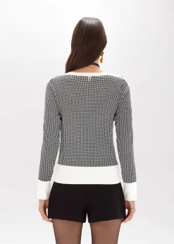 DOUBLE-FACE SWEATER WITH BROOCH