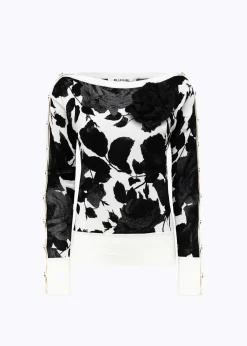DOUBLE-FACE SWEATER WITH BROOCH