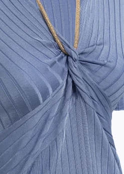 DRAPED SWEATER WITH ATTACHED NECKLACE
