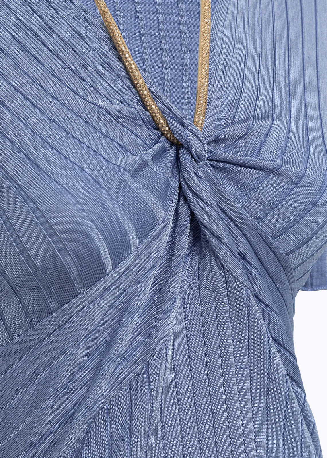 DRAPED SWEATER WITH ATTACHED NECKLACE