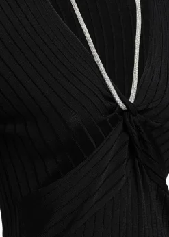 DRAPED SWEATER WITH ATTACHED NECKLACE
