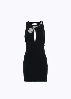 DRESS IN STRETCH CRÊPE WITH EMBROIDERY