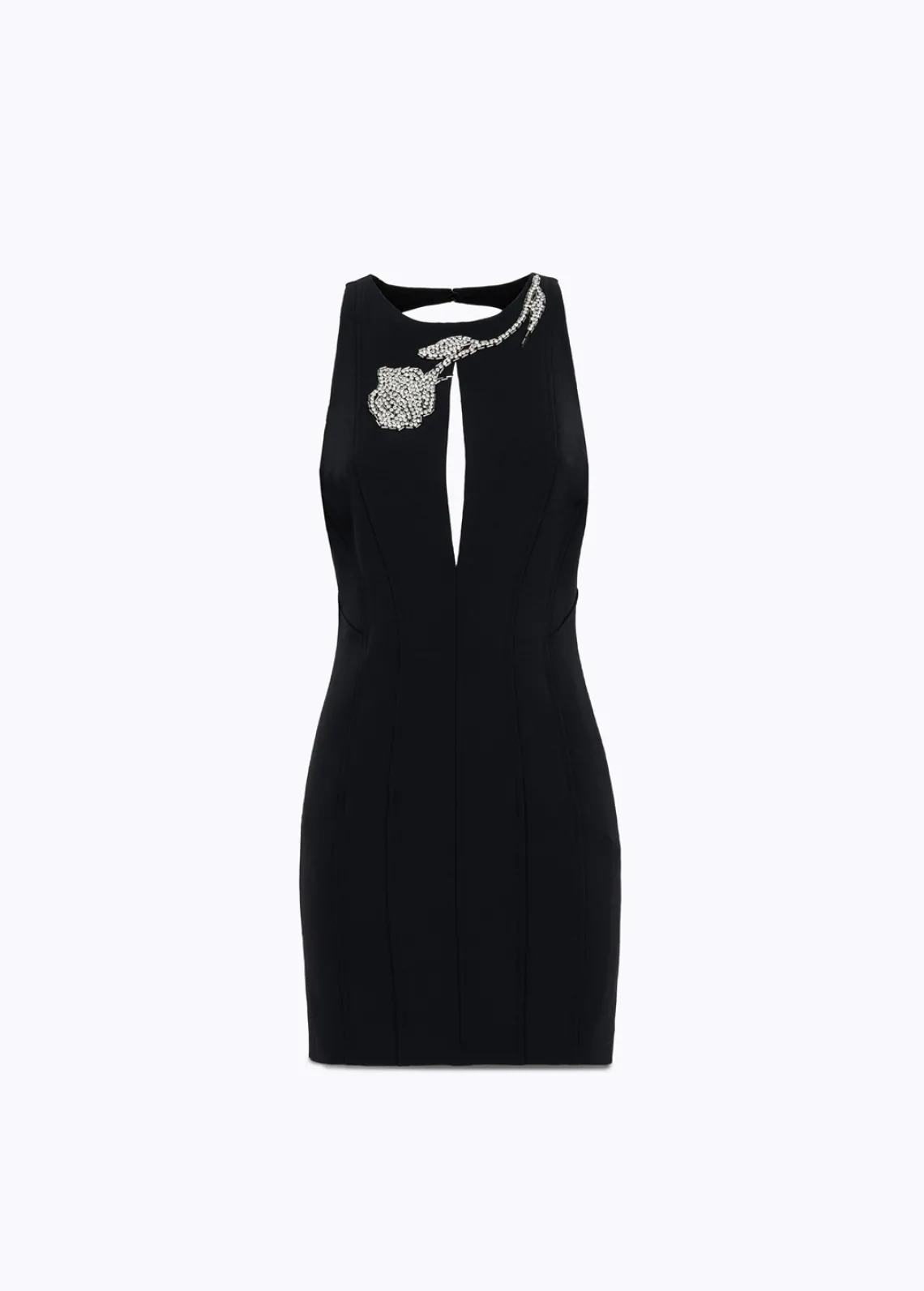DRESS IN STRETCH CRÊPE WITH EMBROIDERY