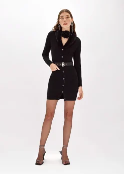DRESS IN VISCOSE WITH FAUX FUR