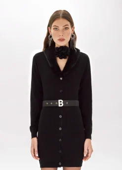 DRESS IN VISCOSE WITH FAUX FUR
