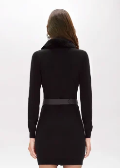 DRESS IN VISCOSE WITH FAUX FUR