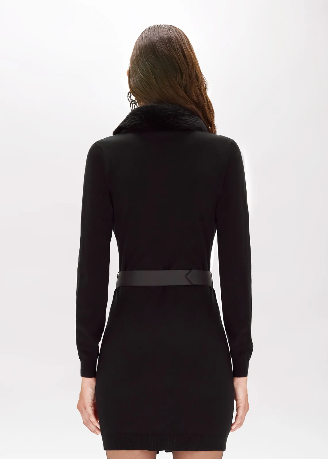 DRESS IN VISCOSE WITH FAUX FUR