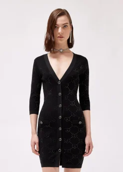 DRESS WITH RHINESTONE MONOGRAM LOGO