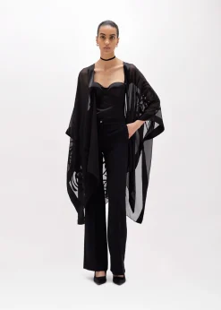 DÉVORÉ SHRUG WITH ROSE PRINT