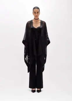 DÉVORÉ SHRUG WITH ROSE PRINT