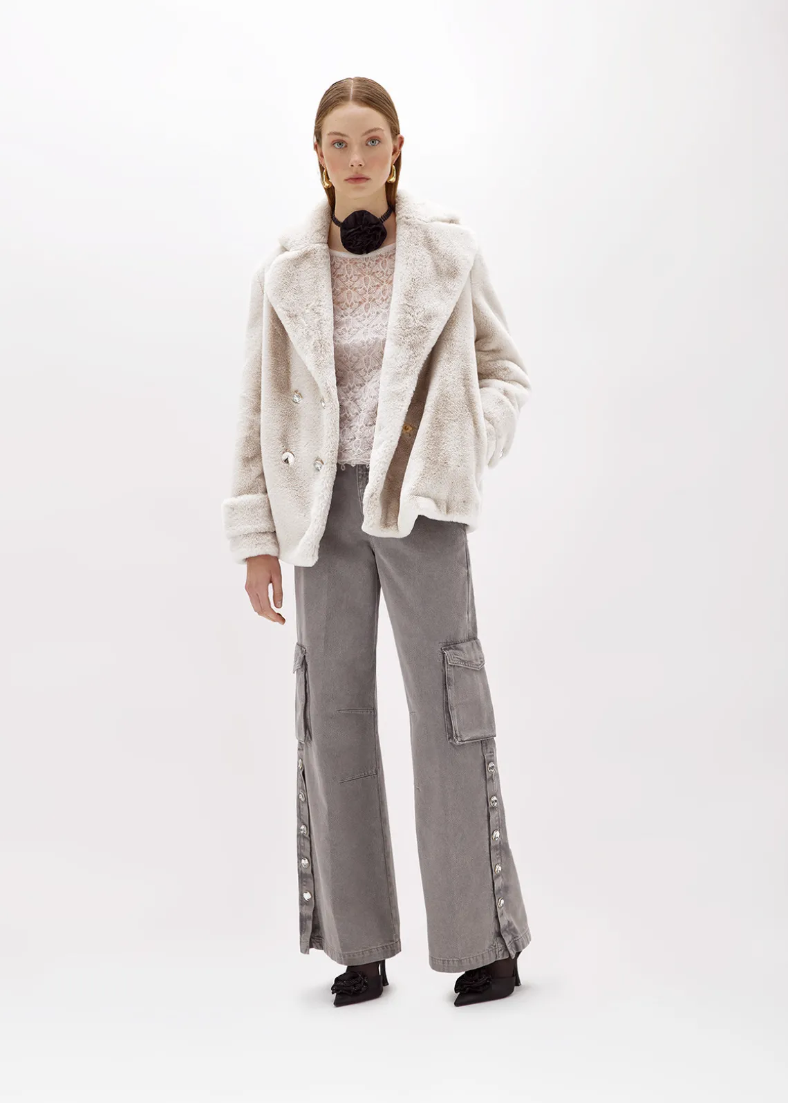 FAUX FUR CROPPED COAT