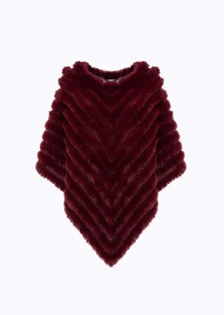 FAUX FUR PONCHO WITH BROOCH