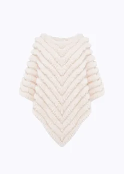 FAUX FUR PONCHO WITH BROOCH