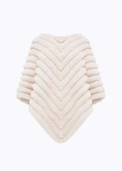 FAUX FUR PONCHO WITH BROOCH