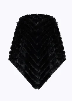 FAUX FUR PONCHO WITH BROOCH