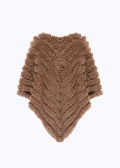 FAUX FUR PONCHO WITH BROOCH