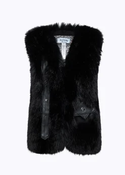 FAUX FUR VEST WITH STRAPS
