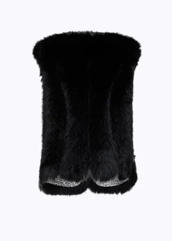 FAUX FUR VEST WITH STRAPS