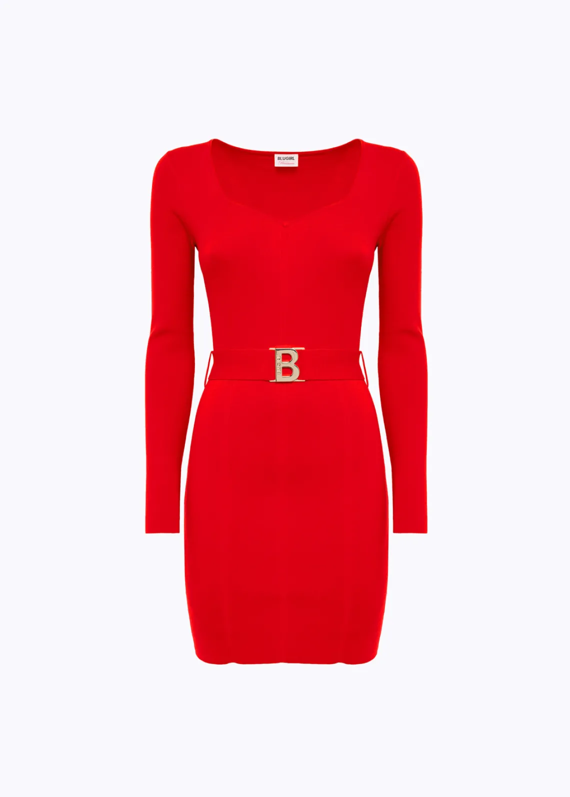 FITTED DRESS WITH BRANDED BELT