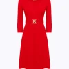 FITTED DRESS WITH BRANDED BELT
