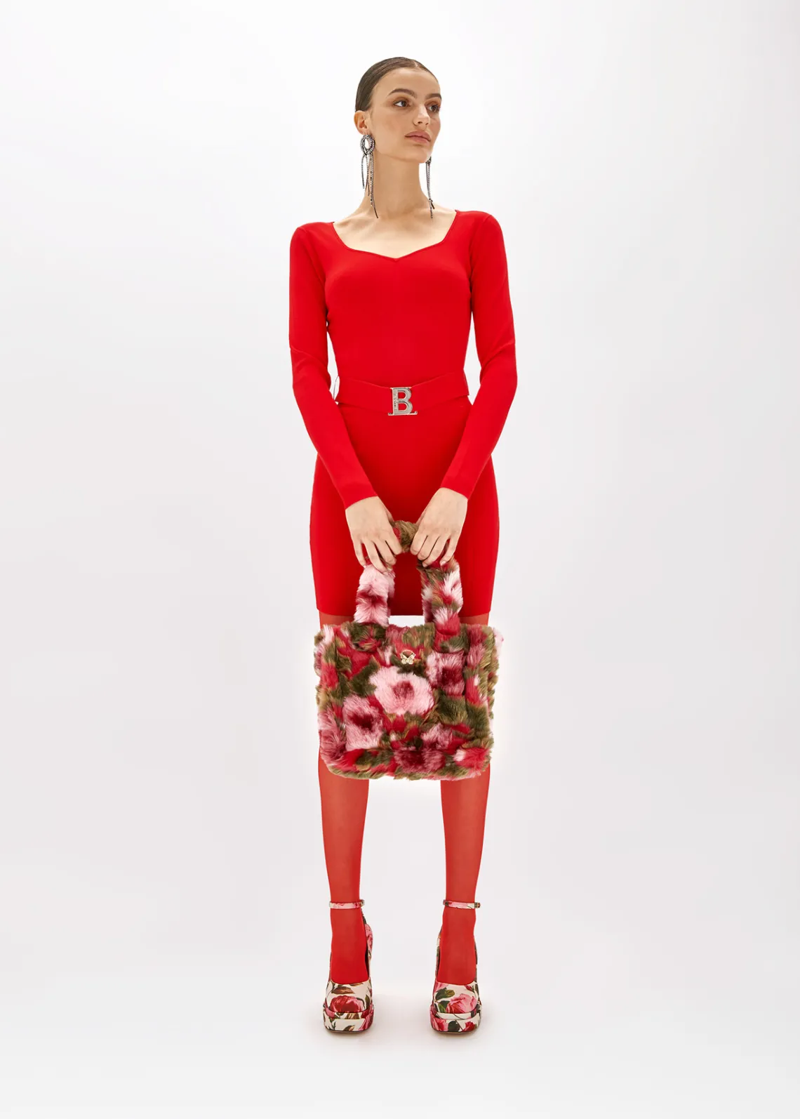 FITTED DRESS WITH BRANDED BELT