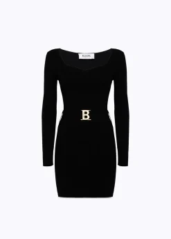 FITTED DRESS WITH BRANDED BELT