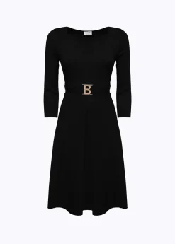 FITTED DRESS WITH BRANDED BELT