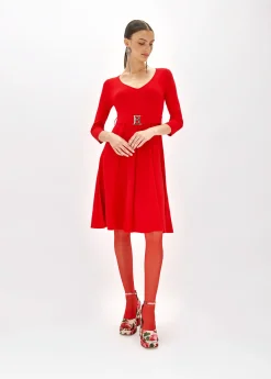 FITTED DRESS WITH BRANDED BELT