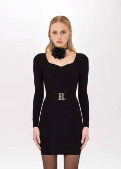 FITTED DRESS WITH BRANDED BELT