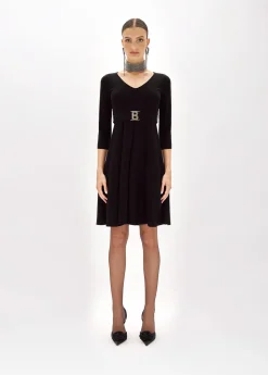 FITTED DRESS WITH BRANDED BELT