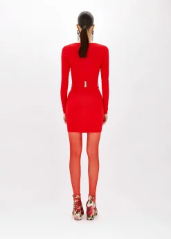 FITTED DRESS WITH BRANDED BELT