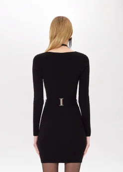 FITTED DRESS WITH BRANDED BELT
