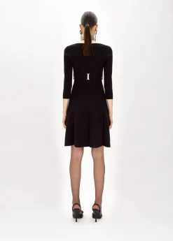 FITTED DRESS WITH BRANDED BELT