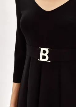 FITTED DRESS WITH BRANDED BELT