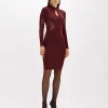 FITTED KNIT DRESS WITH TULLE ROSES