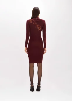 FITTED KNIT DRESS WITH TULLE ROSES