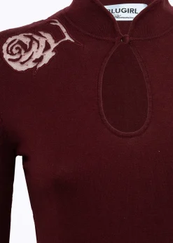FITTED KNIT TOP WITH TULLE ROSES