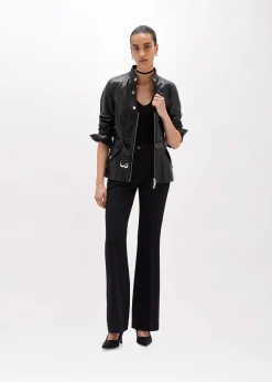 FITTED LEATHER JACKET WITH BELT