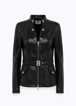 FITTED LEATHER JACKET WITH BELT