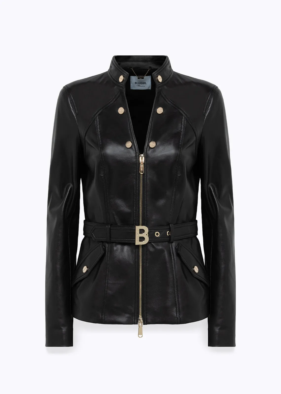 FITTED LEATHER JACKET WITH BELT