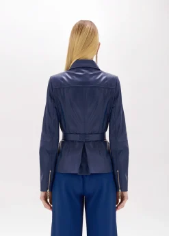 Fitted leather Jacket with belt