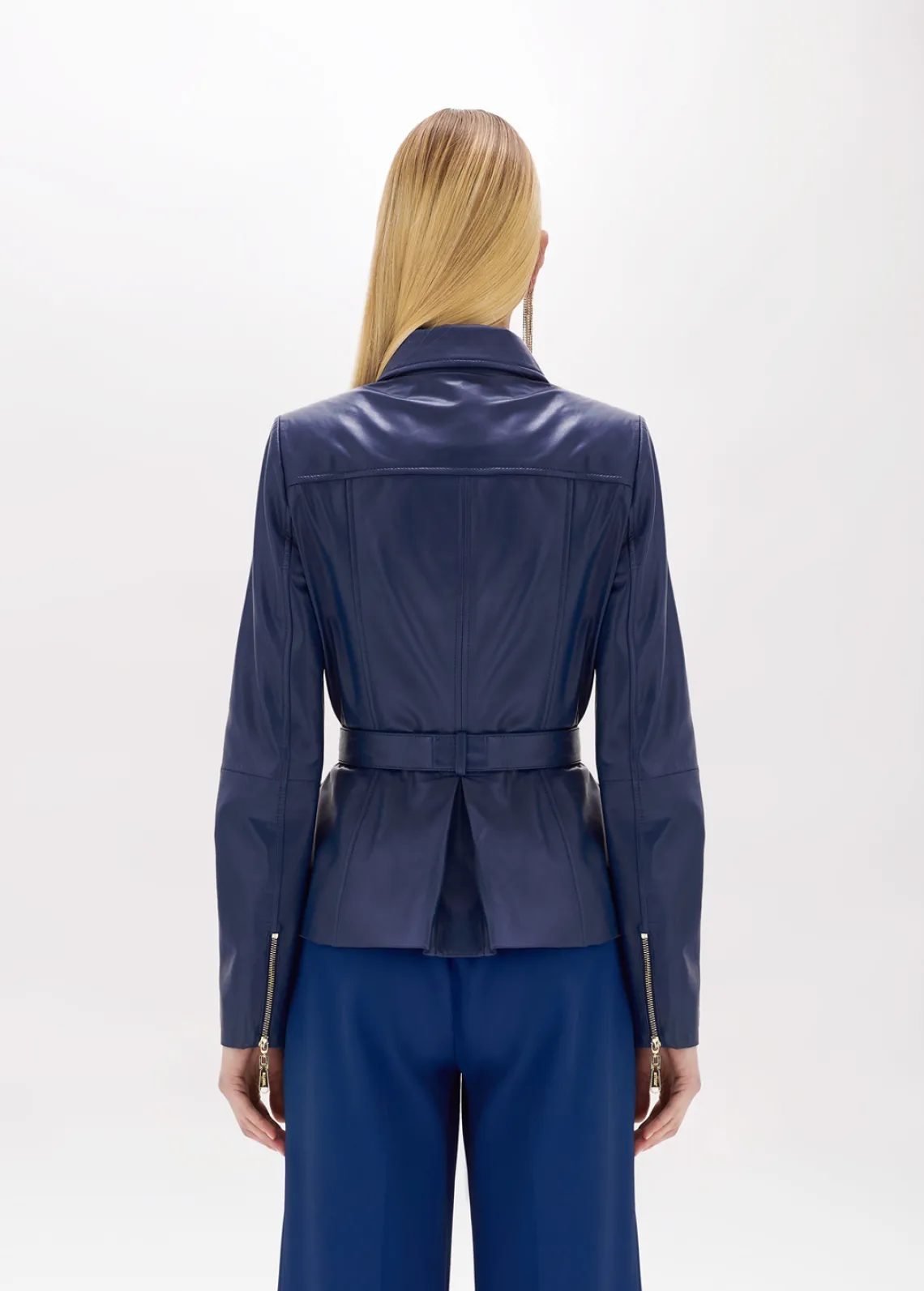 Fitted leather Jacket with belt