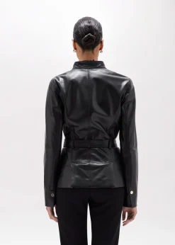 FITTED LEATHER JACKET WITH BELT