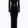 FITTED LONG DRESS WITH BRANDED BELT