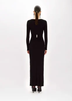 FITTED LONG DRESS WITH BRANDED BELT