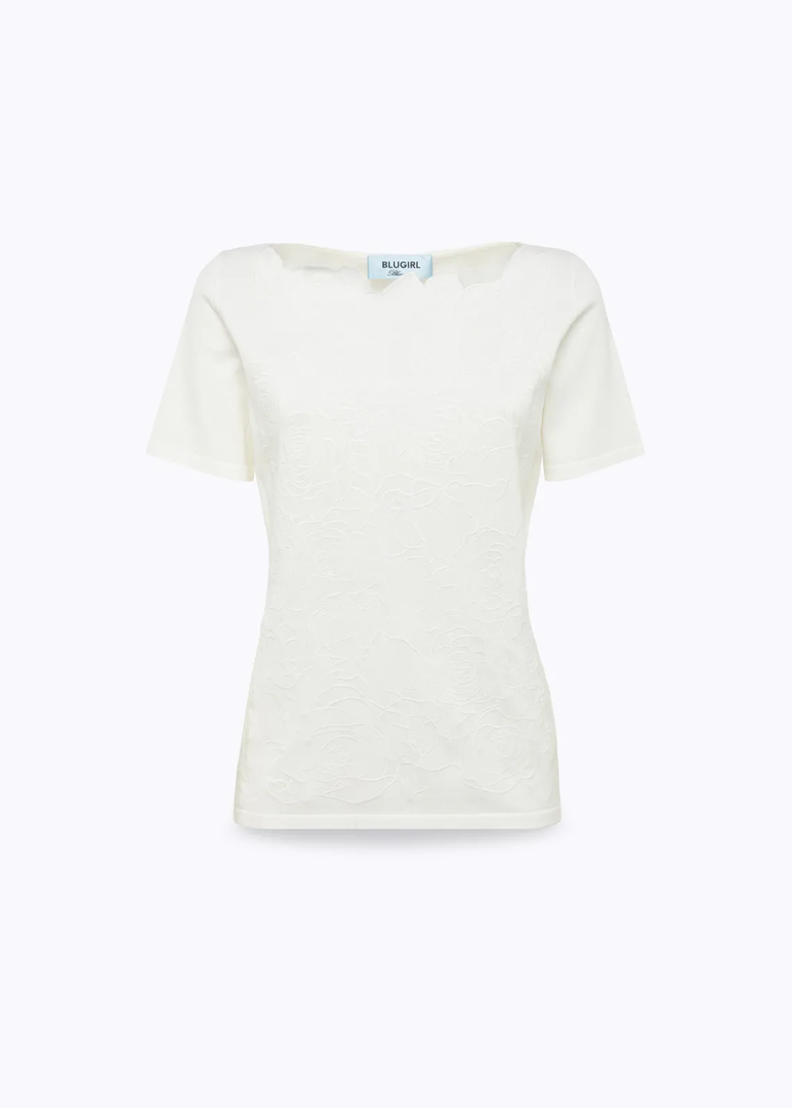 FITTED SWEATER IN VISCOSE WITH EMBROIDERY ROSES